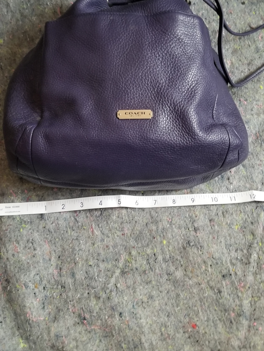 Coach Purple Pebble Leather Drawstring Shoulder Bag with Silver Hardware - Picture 7 of 8